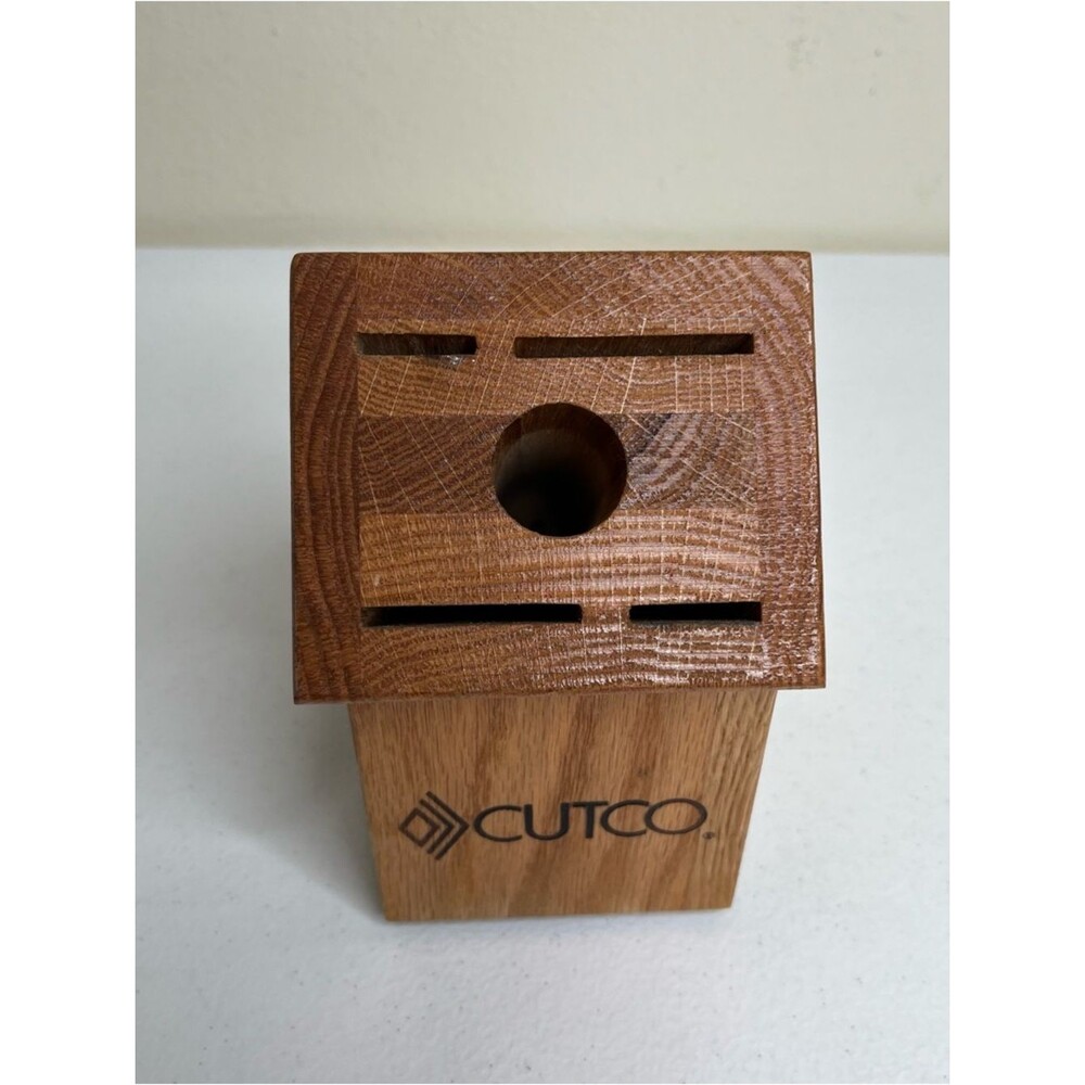 Cutco Honey Oak Wood 5 Slot Knife Block Holder Countertop Storage Made in USA